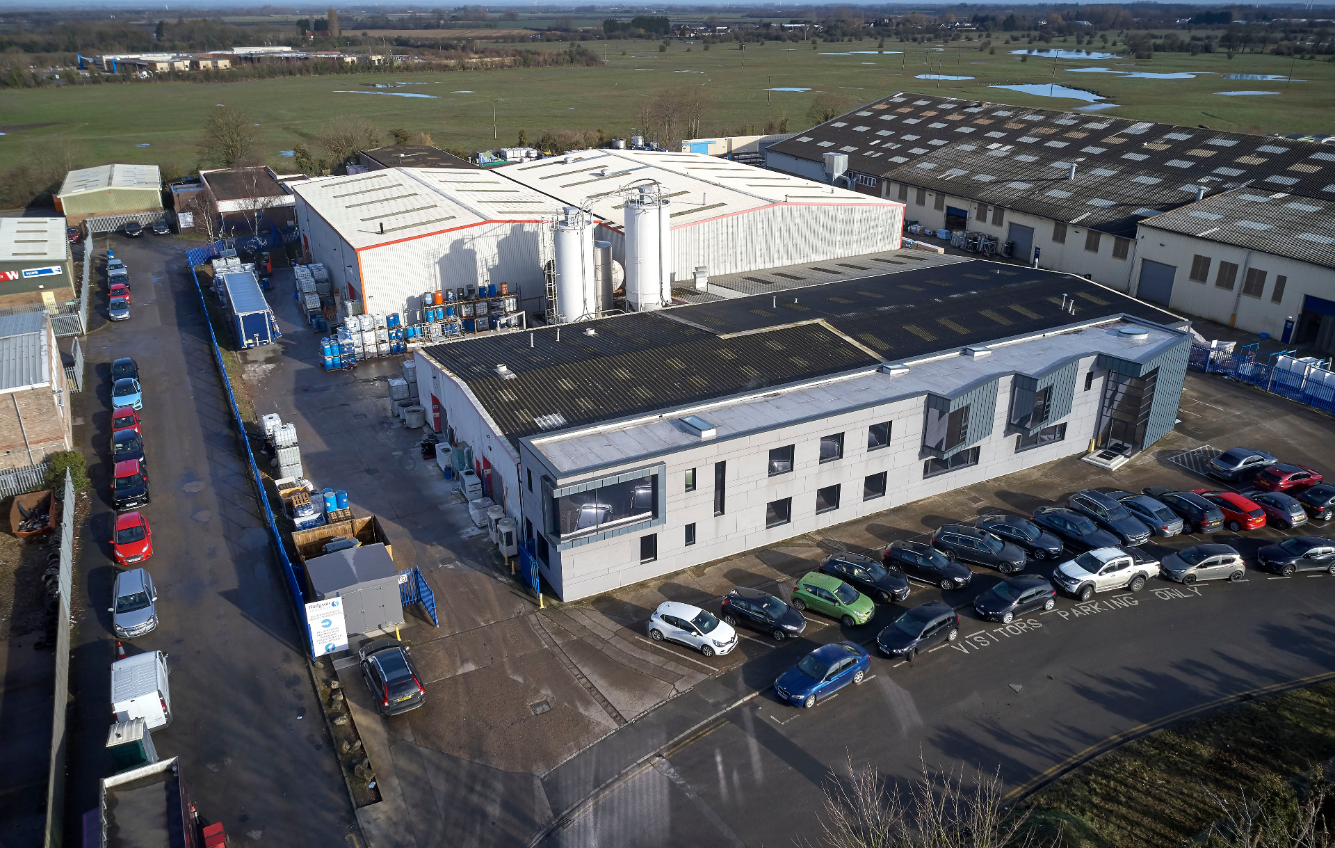 An aerial photograph of the hodgson sealant factories.